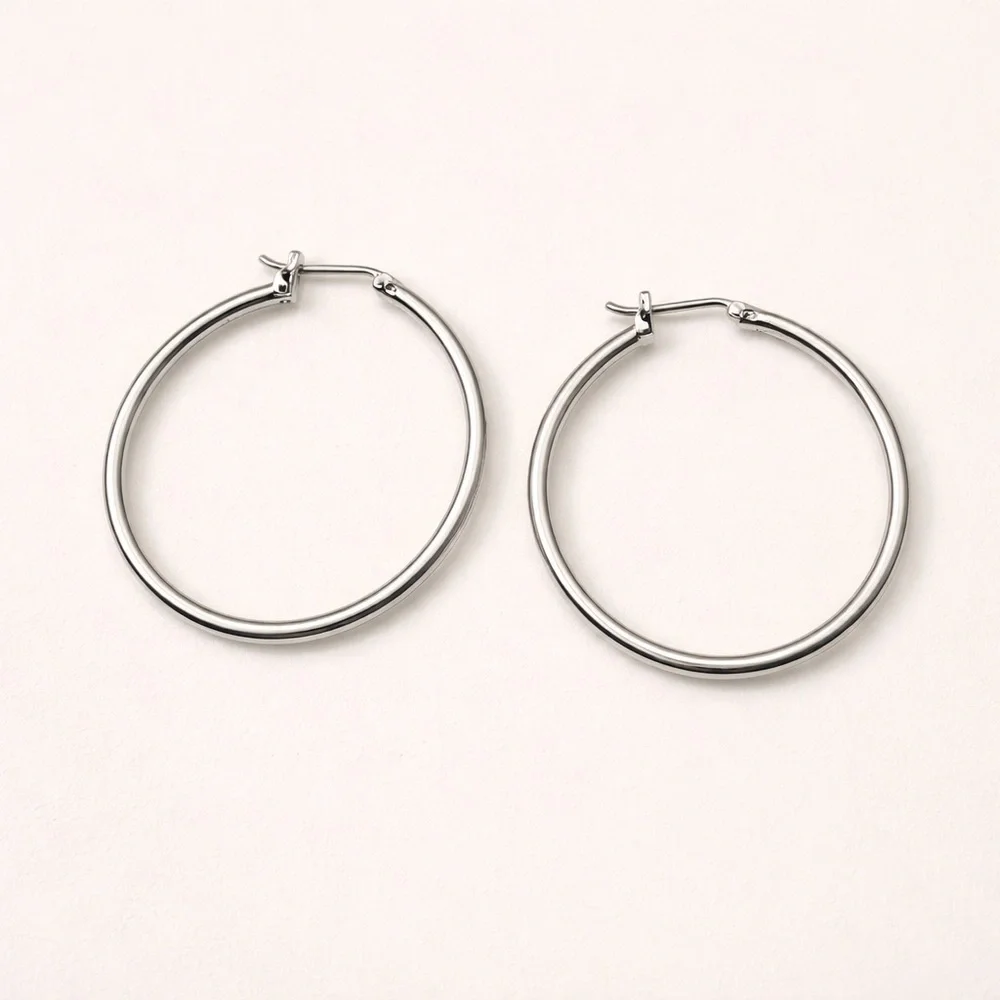 Classic Silver Tone Hoop Earrings | Minimal Everyday Hoops